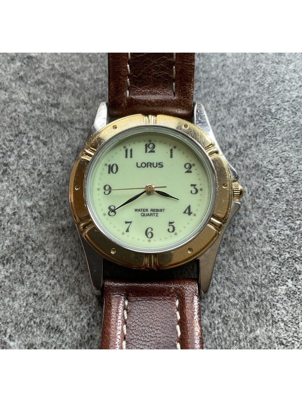 Lorus Womens Watch 31mm Two Tone Case With Luminous Dial & Leather Band A16